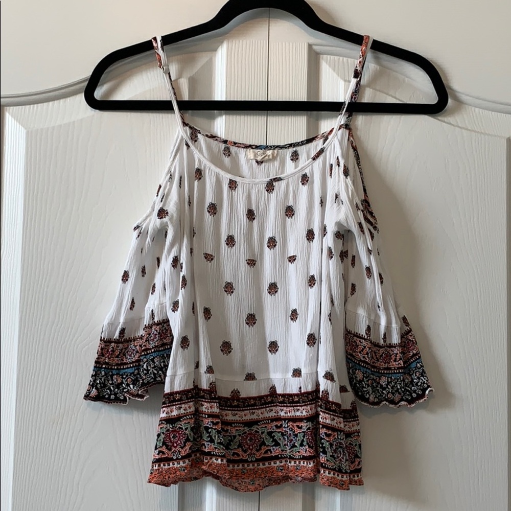 White Off the Shoulder Printed Top